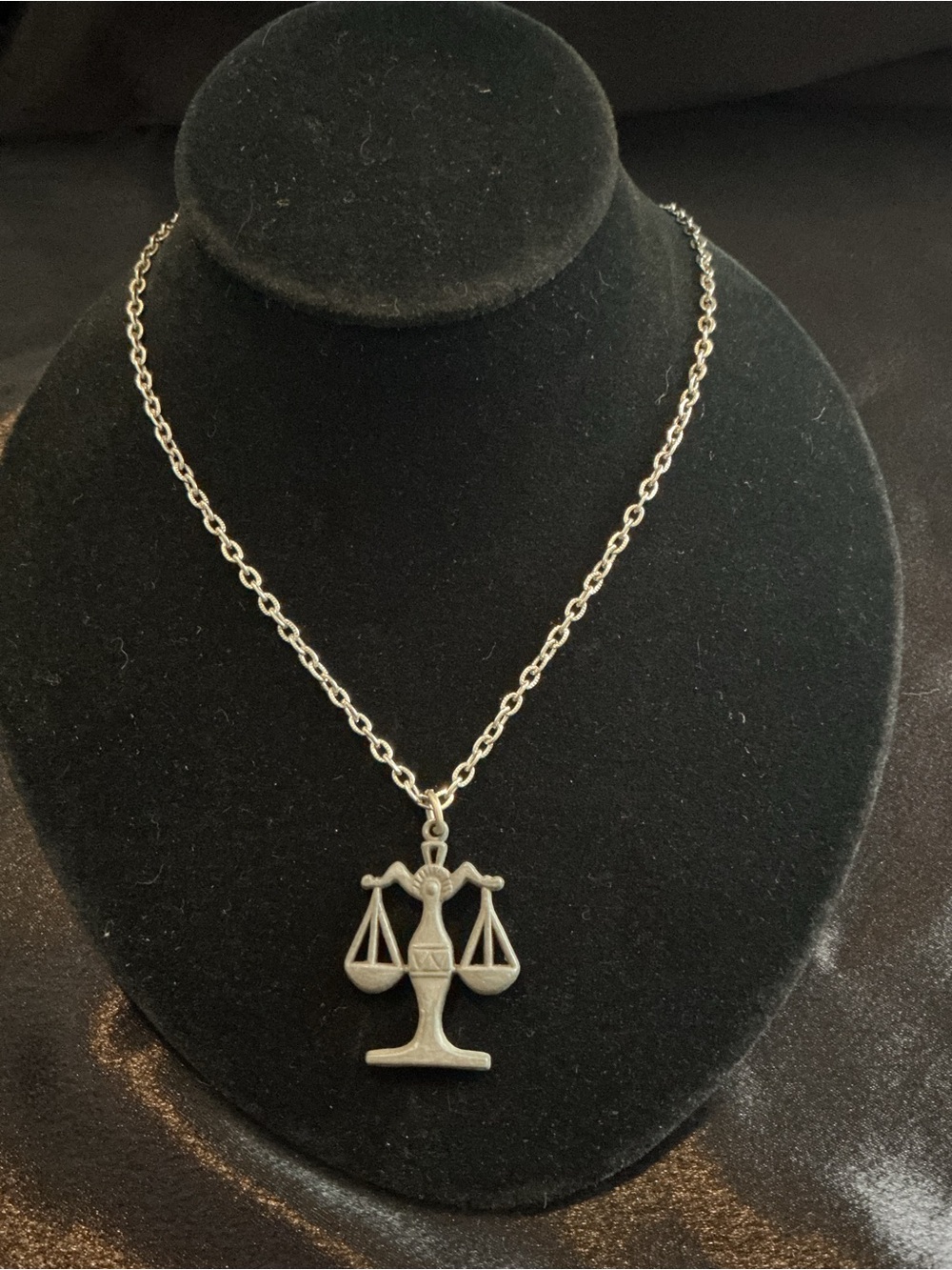 Vintage Libra Scales Pendant Necklace -